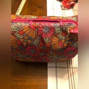 Floral Burst Cosmetic Bag - Pink and Orange